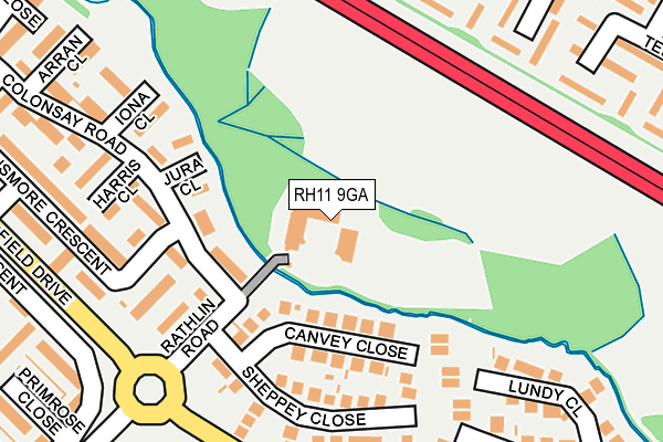 RH11 9GA map - OS OpenMap – Local (Ordnance Survey)