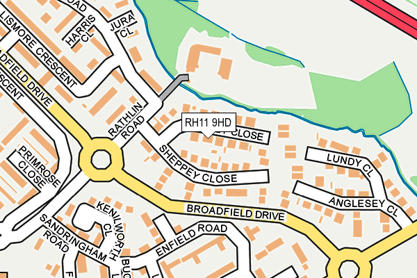 RH11 9HD map - OS OpenMap – Local (Ordnance Survey)