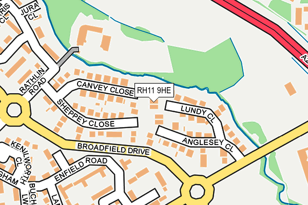 RH11 9HE map - OS OpenMap – Local (Ordnance Survey)