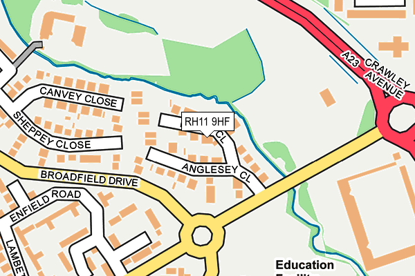 RH11 9HF map - OS OpenMap – Local (Ordnance Survey)