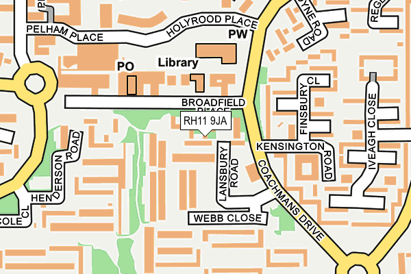 RH11 9JA map - OS OpenMap – Local (Ordnance Survey)