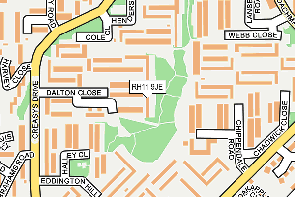 RH11 9JE map - OS OpenMap – Local (Ordnance Survey)