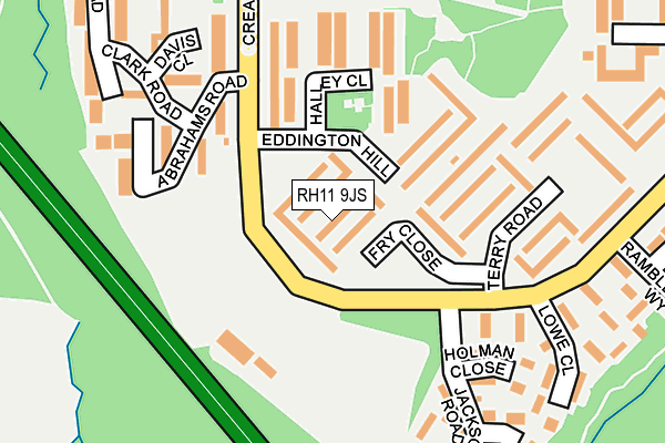 RH11 9JS map - OS OpenMap – Local (Ordnance Survey)