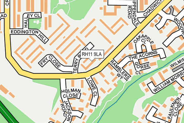 RH11 9LA map - OS OpenMap – Local (Ordnance Survey)
