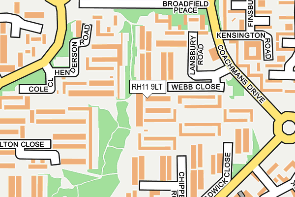 RH11 9LT map - OS OpenMap – Local (Ordnance Survey)