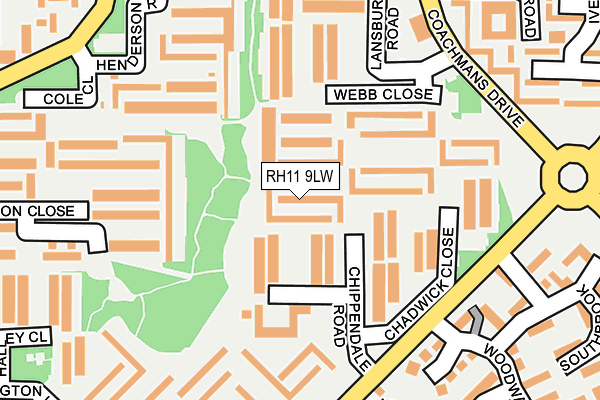 RH11 9LW map - OS OpenMap – Local (Ordnance Survey)