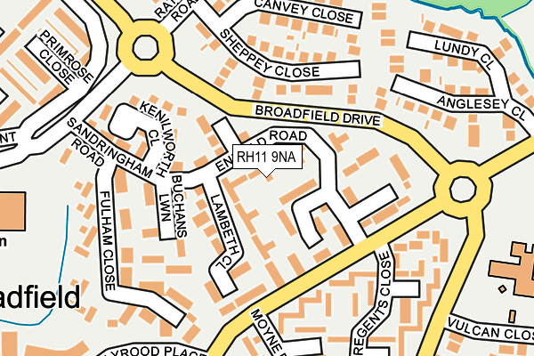 RH11 9NA map - OS OpenMap – Local (Ordnance Survey)