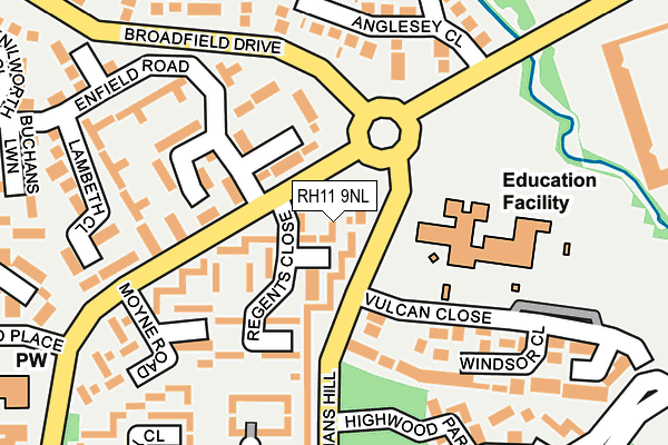 RH11 9NL map - OS OpenMap – Local (Ordnance Survey)