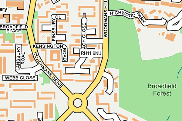 RH11 9NU map - OS OpenMap – Local (Ordnance Survey)