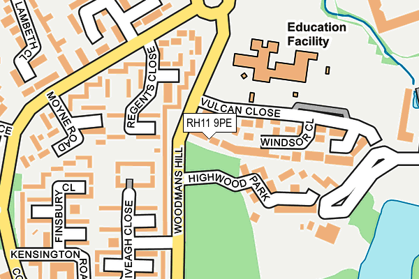 RH11 9PE map - OS OpenMap – Local (Ordnance Survey)