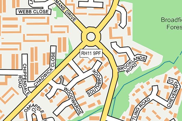 RH11 9PF map - OS OpenMap – Local (Ordnance Survey)