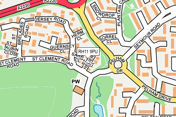RH11 9PU map - OS OpenMap – Local (Ordnance Survey)