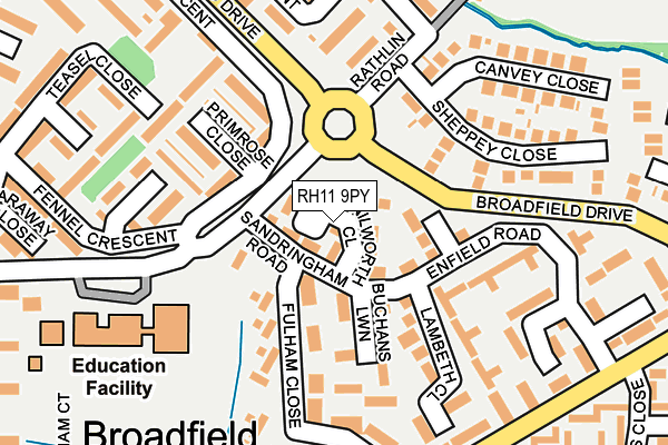 RH11 9PY map - OS OpenMap – Local (Ordnance Survey)