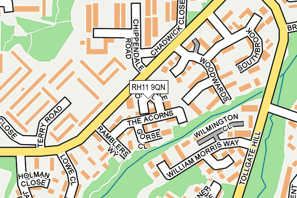 RH11 9QN map - OS OpenMap – Local (Ordnance Survey)