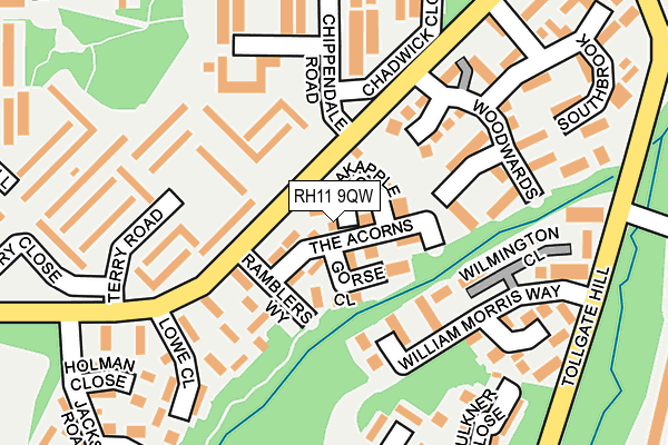 RH11 9QW map - OS OpenMap – Local (Ordnance Survey)