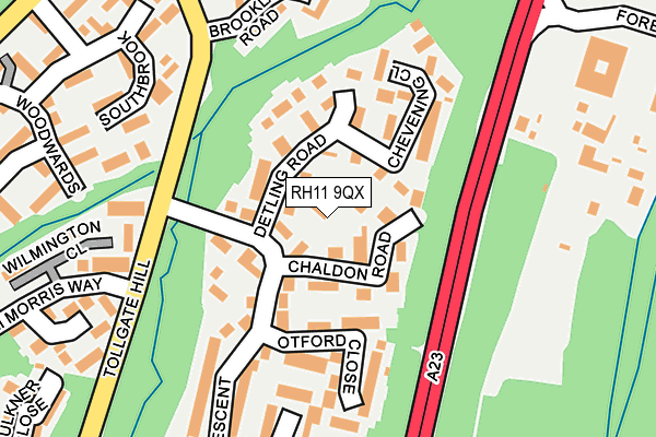 RH11 9QX map - OS OpenMap – Local (Ordnance Survey)