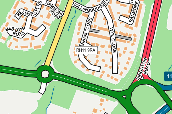 RH11 9RA map - OS OpenMap – Local (Ordnance Survey)