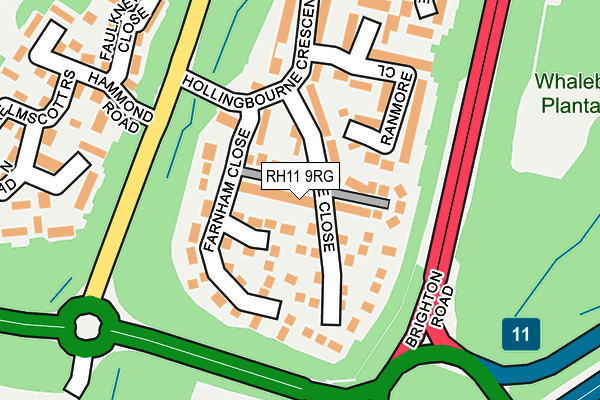 RH11 9RG map - OS OpenMap – Local (Ordnance Survey)