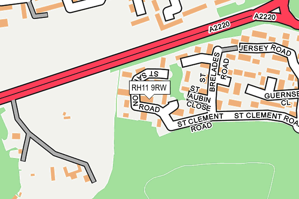 RH11 9RW map - OS OpenMap – Local (Ordnance Survey)