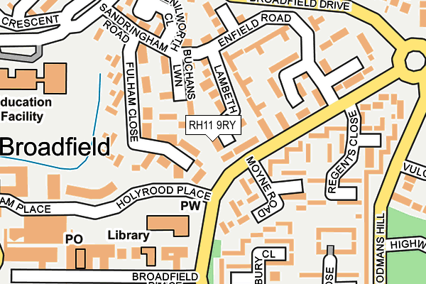 RH11 9RY map - OS OpenMap – Local (Ordnance Survey)