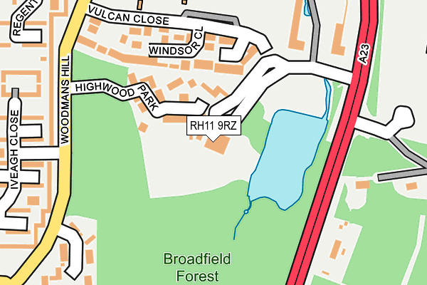 RH11 9RZ map - OS OpenMap – Local (Ordnance Survey)