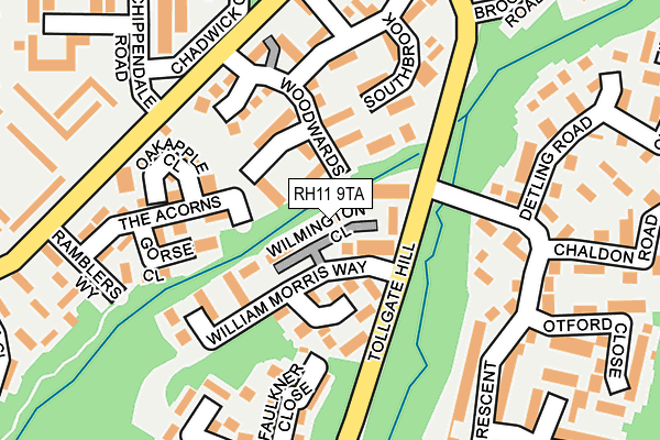 RH11 9TA map - OS OpenMap – Local (Ordnance Survey)