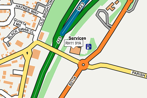 RH11 9YA map - OS OpenMap – Local (Ordnance Survey)