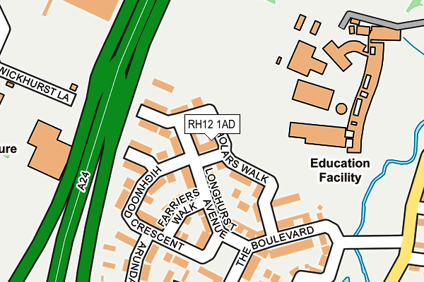 RH12 1AD map - OS OpenMap – Local (Ordnance Survey)