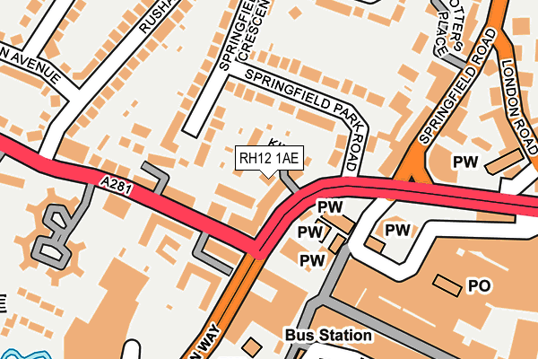 RH12 1AE map - OS OpenMap – Local (Ordnance Survey)