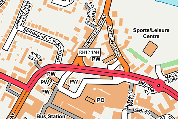 RH12 1AH map - OS OpenMap – Local (Ordnance Survey)