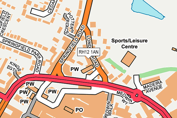 RH12 1AN map - OS OpenMap – Local (Ordnance Survey)