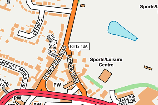 RH12 1BA map - OS OpenMap – Local (Ordnance Survey)