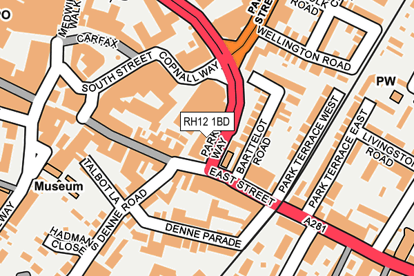 RH12 1BD map - OS OpenMap – Local (Ordnance Survey)