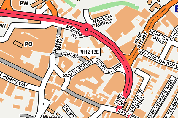 RH12 1BE map - OS OpenMap – Local (Ordnance Survey)