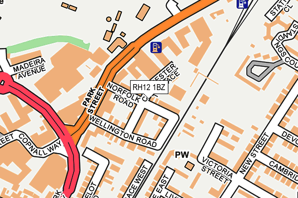 RH12 1BZ map - OS OpenMap – Local (Ordnance Survey)