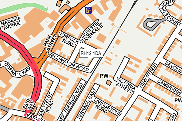 RH12 1DA map - OS OpenMap – Local (Ordnance Survey)