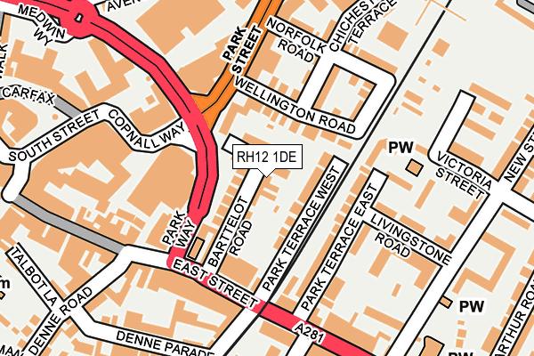 RH12 1DE map - OS OpenMap – Local (Ordnance Survey)