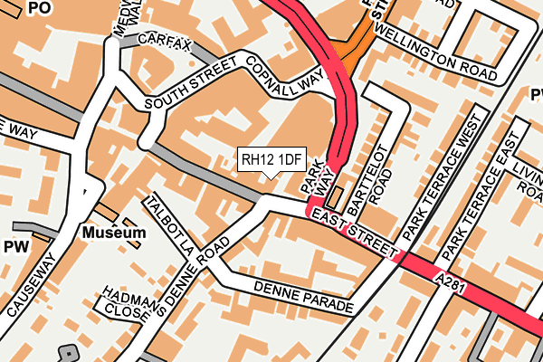 RH12 1DF map - OS OpenMap – Local (Ordnance Survey)