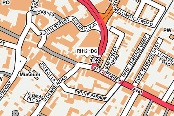 RH12 1DG map - OS OpenMap – Local (Ordnance Survey)
