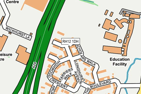 RH12 1DH map - OS OpenMap – Local (Ordnance Survey)