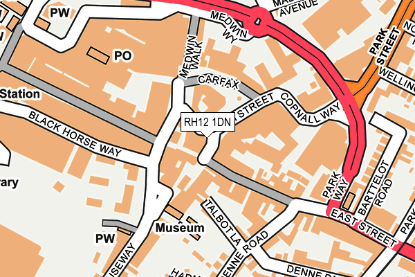 RH12 1DN map - OS OpenMap – Local (Ordnance Survey)