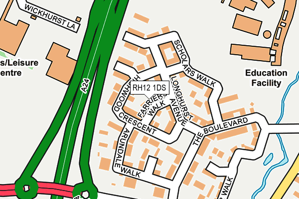 RH12 1DS map - OS OpenMap – Local (Ordnance Survey)