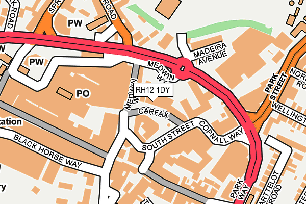 RH12 1DY map - OS OpenMap – Local (Ordnance Survey)