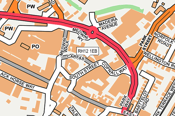 RH12 1EB map - OS OpenMap – Local (Ordnance Survey)