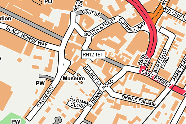 RH12 1ET map - OS OpenMap – Local (Ordnance Survey)