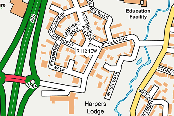 RH12 1EW map - OS OpenMap – Local (Ordnance Survey)