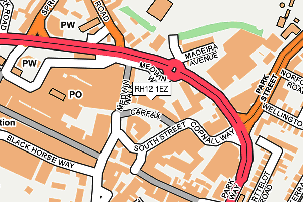 RH12 1EZ map - OS OpenMap – Local (Ordnance Survey)