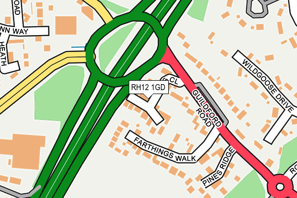 RH12 1GD map - OS OpenMap – Local (Ordnance Survey)