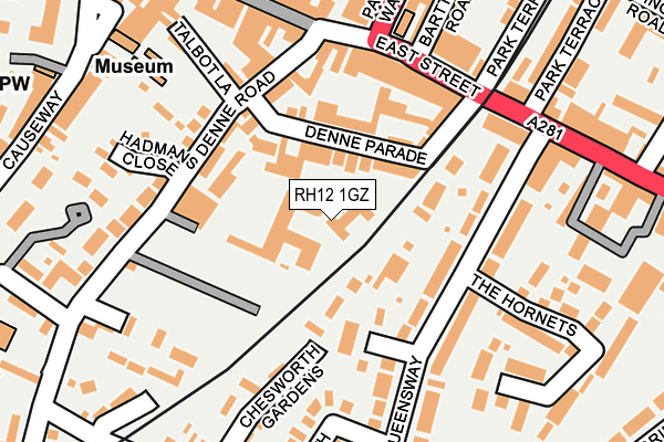 RH12 1GZ map - OS OpenMap – Local (Ordnance Survey)