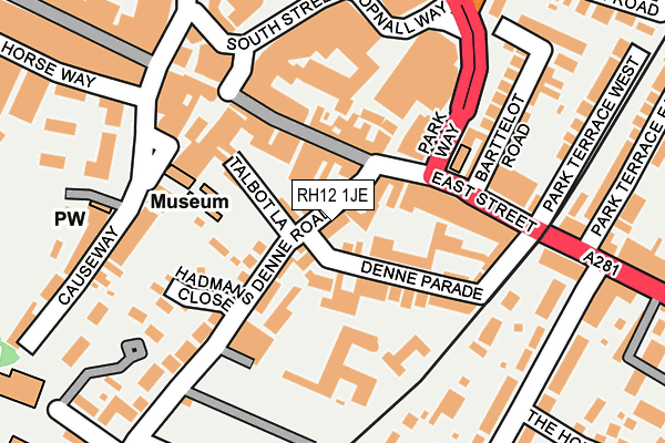 RH12 1JE map - OS OpenMap – Local (Ordnance Survey)